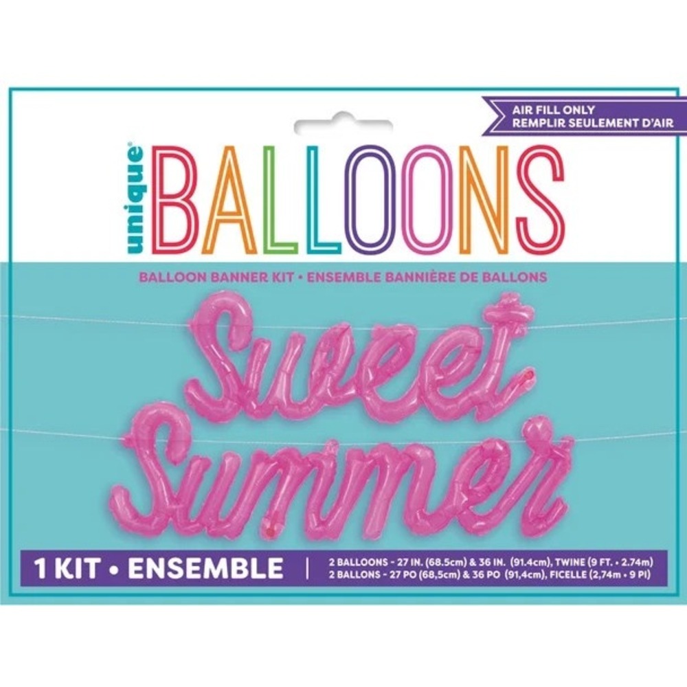 Unique Balloons Sweet Summer Plastic Jelly Pink Balloon Banner Kit With Twine